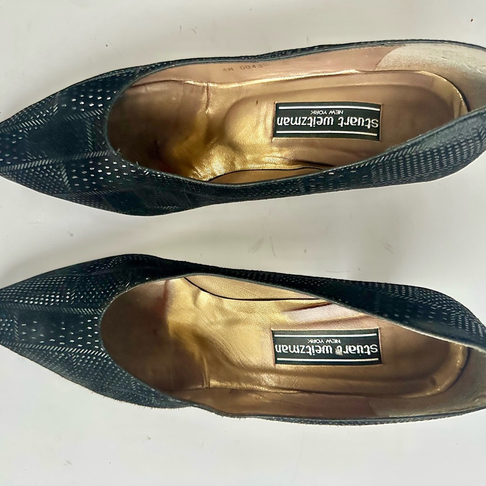 Stuart Weitzman Black Textured Heels